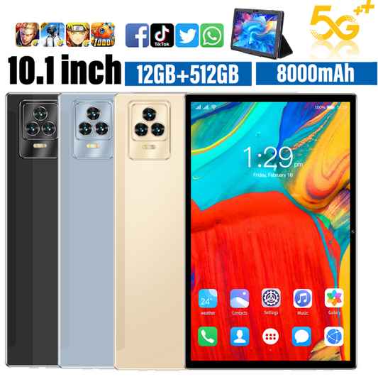 10.1 Inch Android 13 Tablet PC 12GB RAM 512GB ROM Dual SIM Camera WiFi Tab Bundle Case